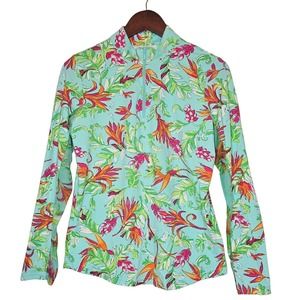 Ibkul Icikuls Medium Floral Golf Tennis Polo Birds of Paradise